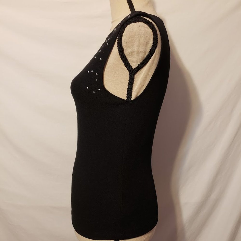 My Michelle Women's Sleeveless Beaded Top Bling Black Medium M View 5